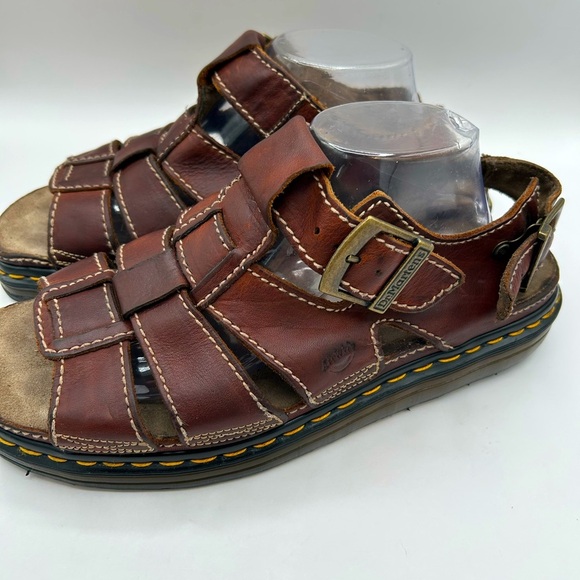 RARE MIE Vintage Dr Martens Fisherman Sandals 90s Brown Leather Mens 12 Y2K - Picture 5 of 17